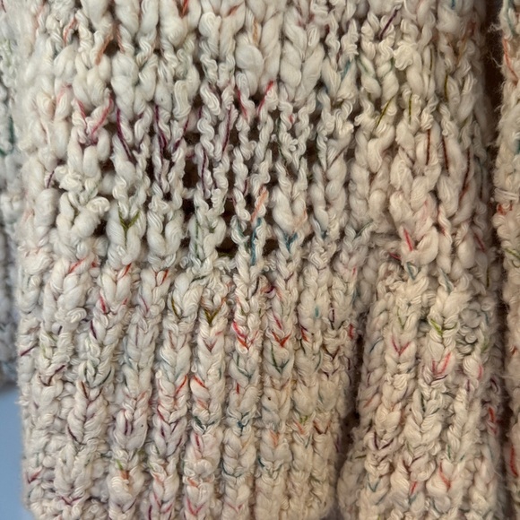 Peruvian Connection Cotton Ivory Multi Confetti Flecks Knit Open Cardigan Size L - Picture 6 of 11
